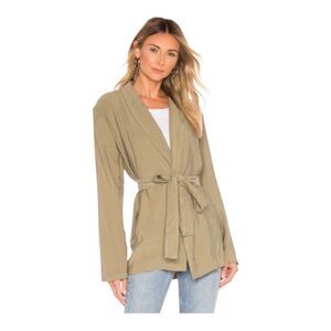 L'Academie Olive Army Green "Mary" Blazer Wrap Coat style Waist Tied‎ Coat Small